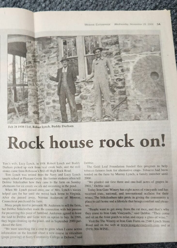 article in the mebane enterprise about the rock house
